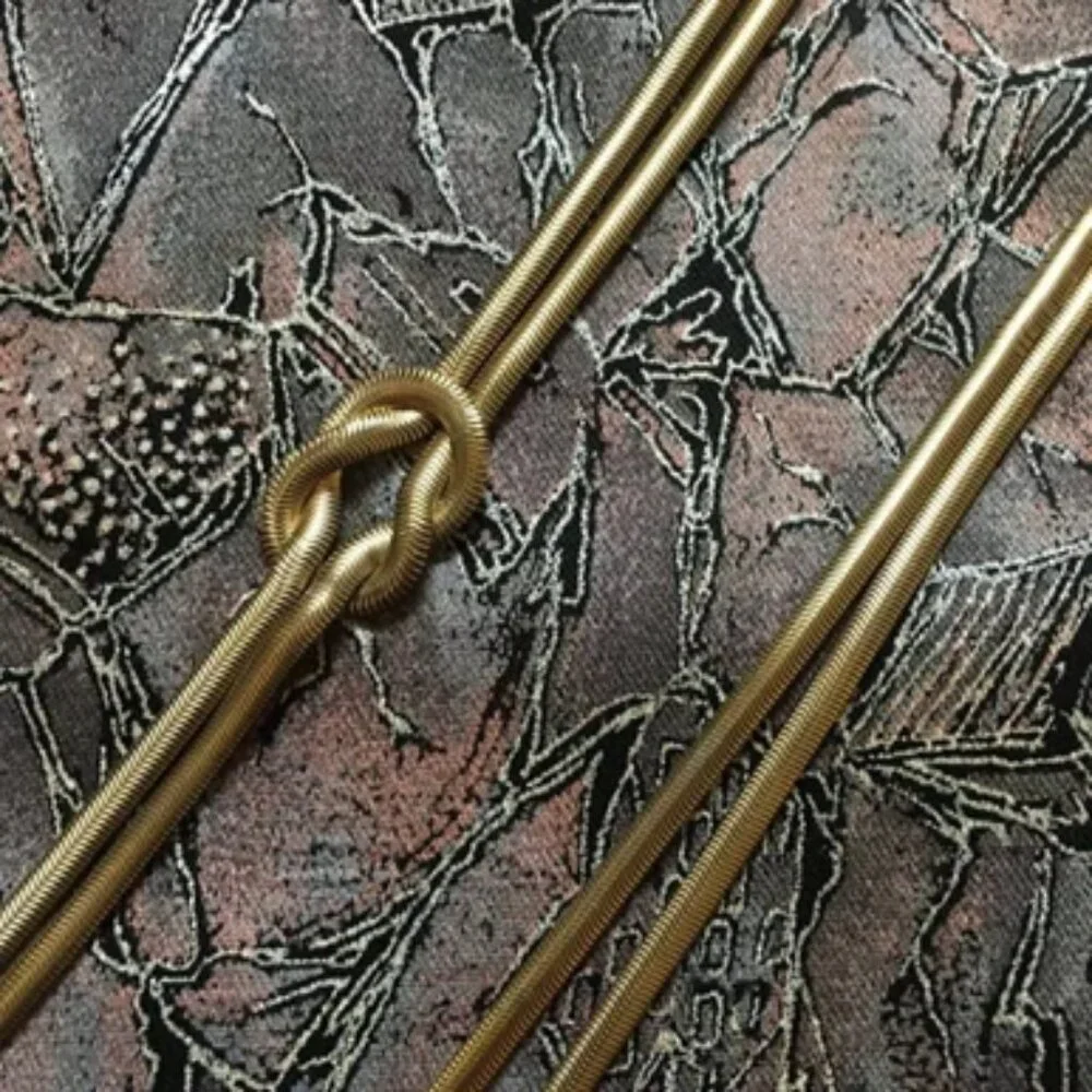 VTG Y2K Double Snake Chain Necklace - Extra Long Slinky Knotted Statement Piece - Picture 6 of 8